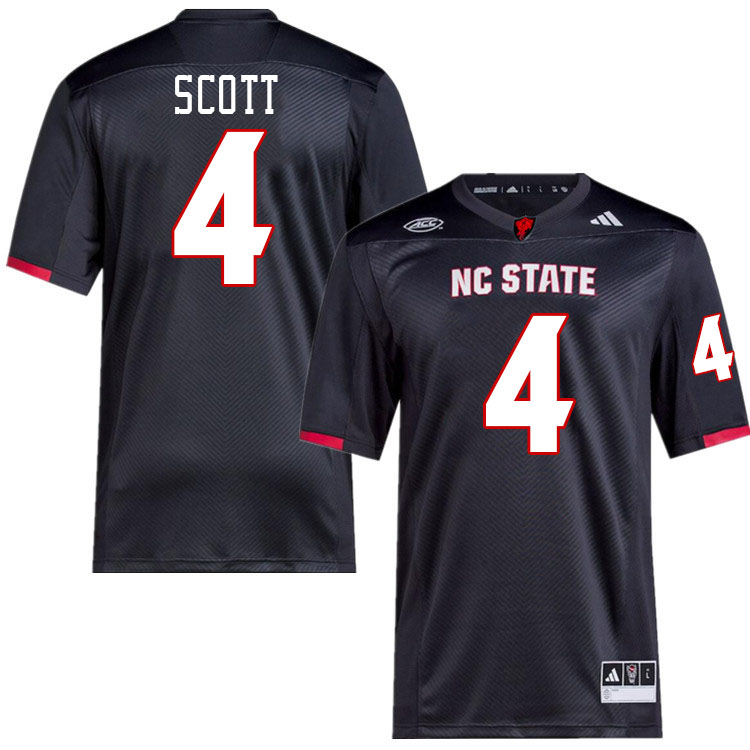 NC State Wolfpack #4 Jayden Scott College Football Jerseys Stitched-Black NC State Wolfpack #4 Jayden Scott College Football Jerseys Stitched-Black